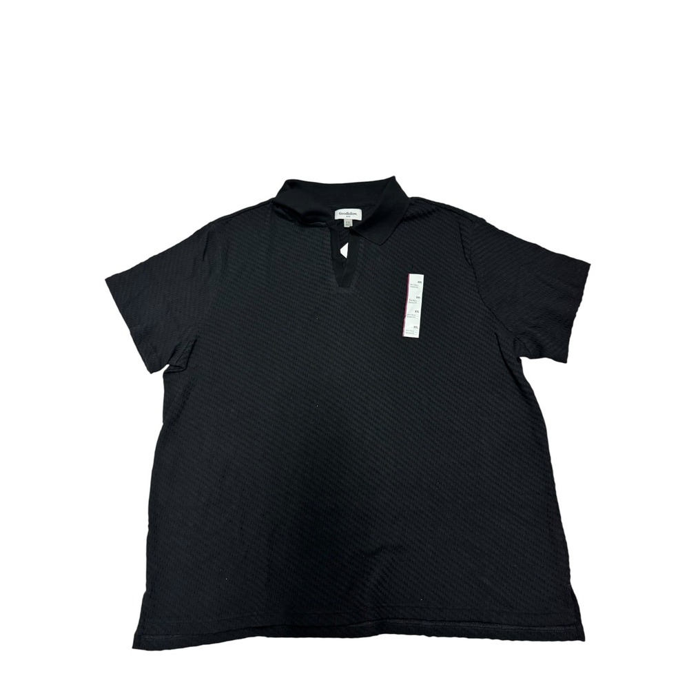 Goodfellow & Co Mens XXL Black Textured Short Sleeve V-Neck Polo Shirt NWT